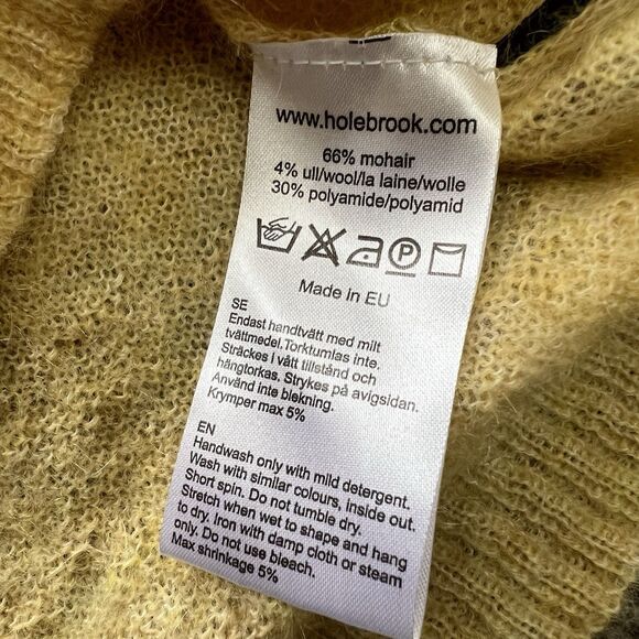 Holebrook Sweden Womens Sweater Jumper Yellow Crewneck Mohair Wool Lightweight M - Picture 6 of 7